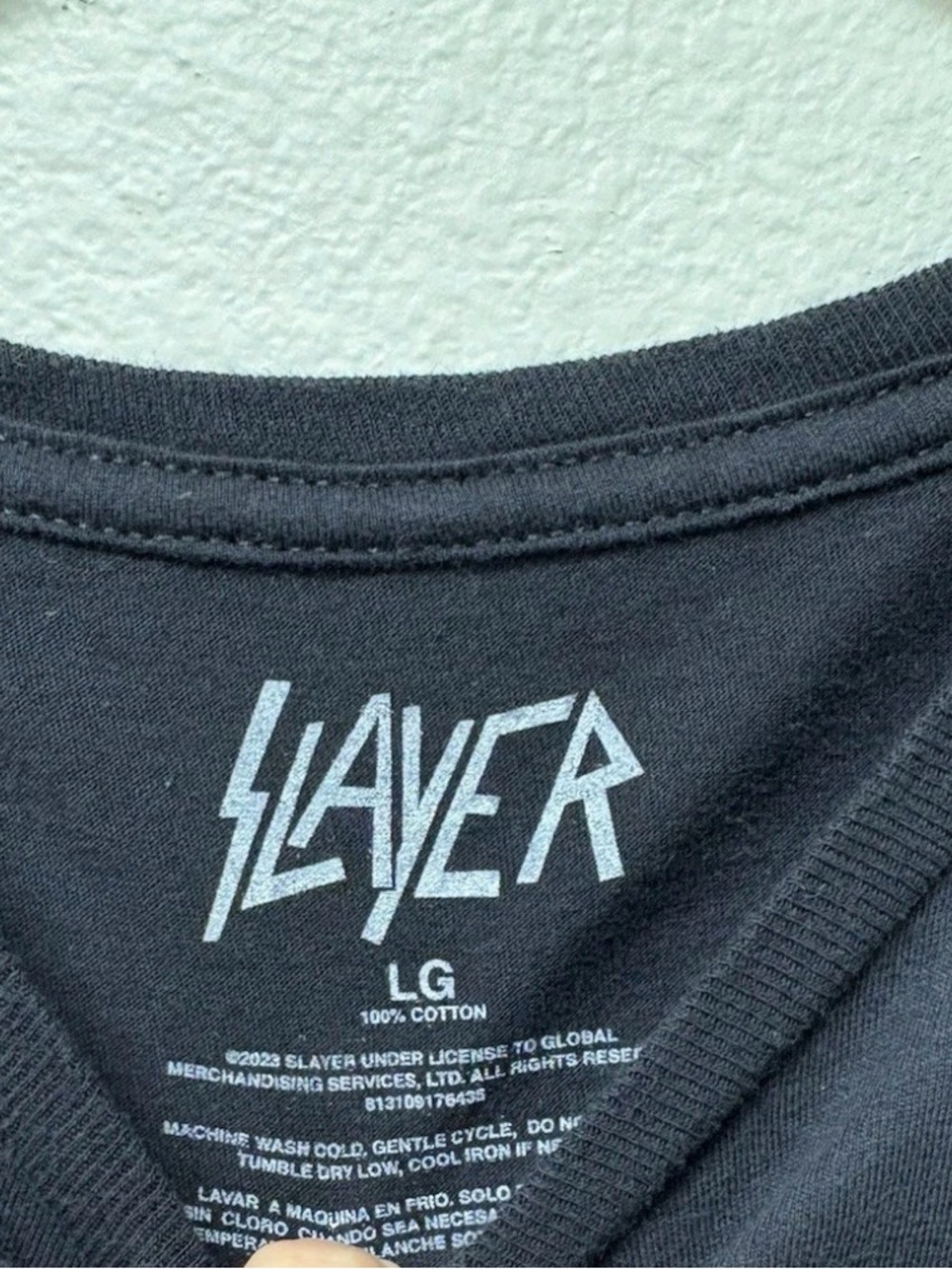 Slayer Black Graphic Print Crew Neck Short Sleeve Cotton T-Shirt Size LG - Picture 2 of 3